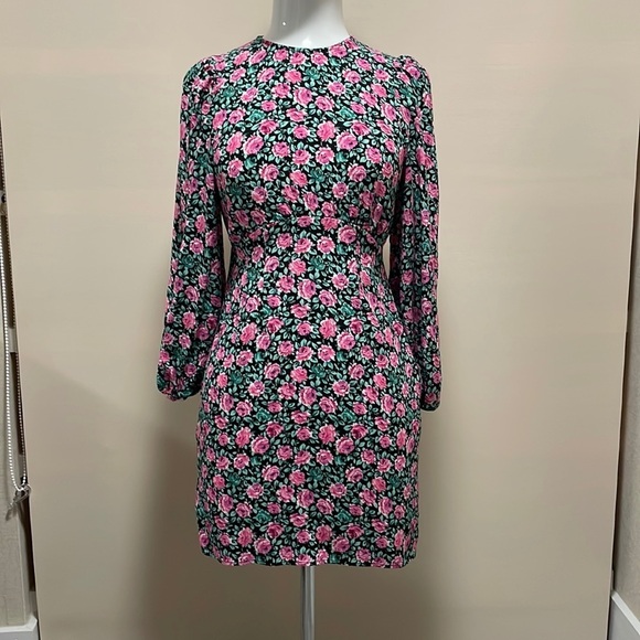 Zara Flowers Print Long Sleeve Dress - Picture 1 of 6